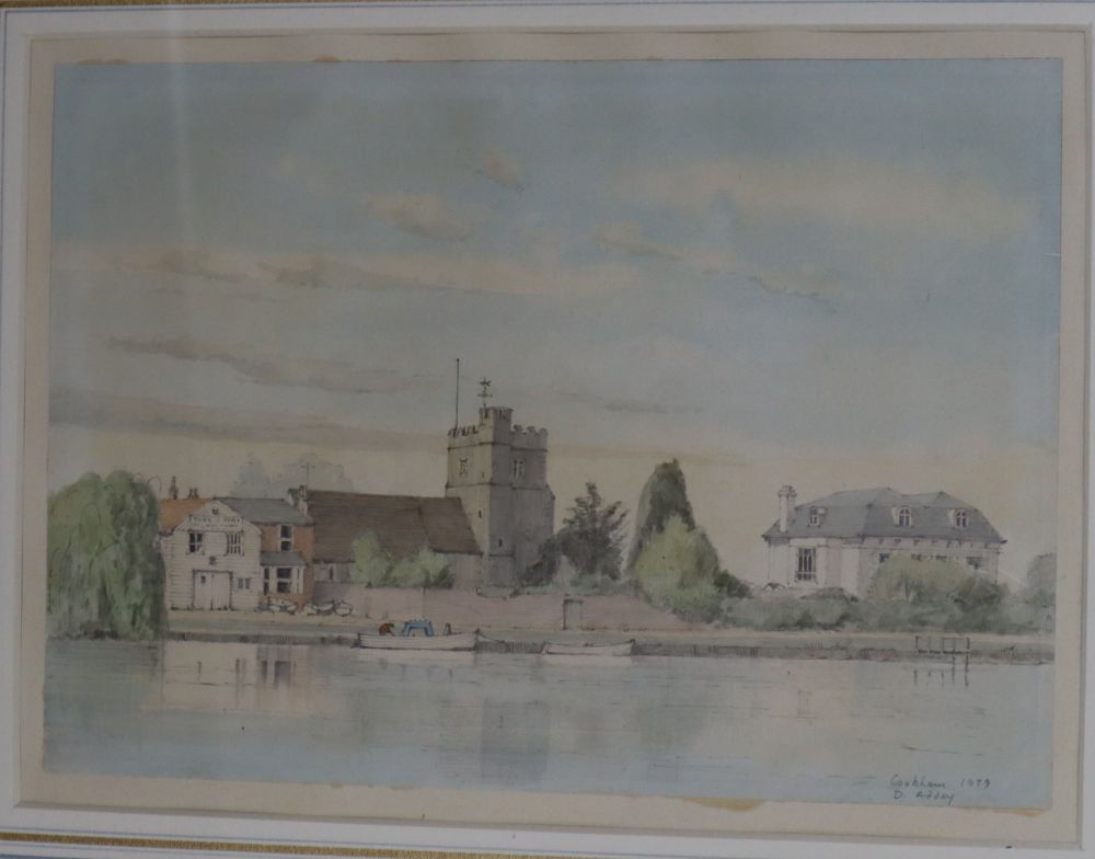 David Addey, watercolour, Cookham Spring, signed and dated 1979, 18 x 26cm